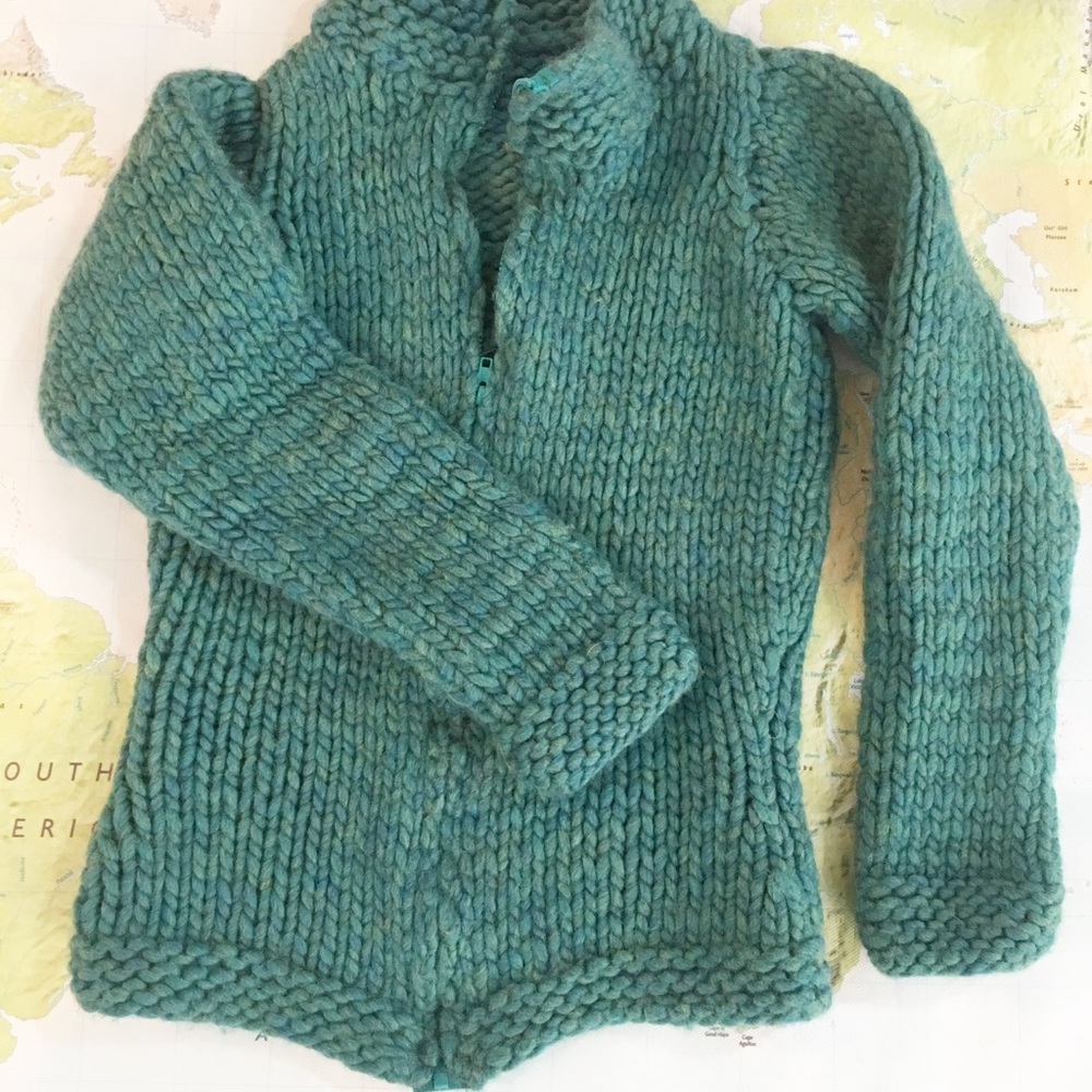 Chunky Hand Knit Zip Up Sweater Cardigan